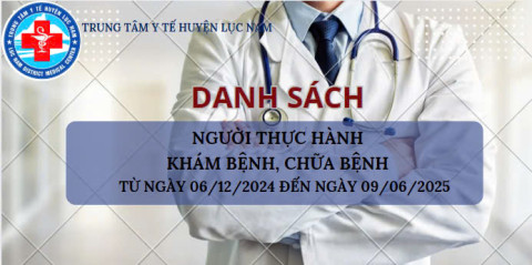 Danh sách người thực hành khám bệnh, chữa bệnh từ ngày 06/12/2024 đến 09/06/2025