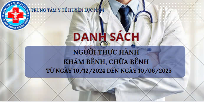 Danh sách người thực hành khám bệnh, chữa bệnh từ ngày 10/12/2024 đến 10/06/2025